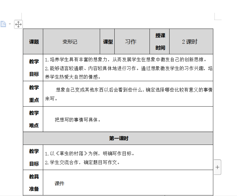 [导学教案]习作：变形记