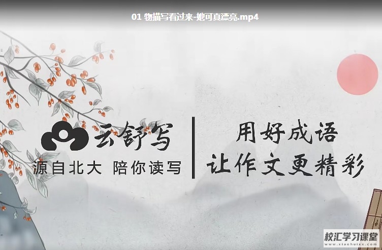 【小学作文写作辅导】云舒写 小学高分作文必会成语课MP4视频【60集完结】，学成语练写作，百度网盘下载